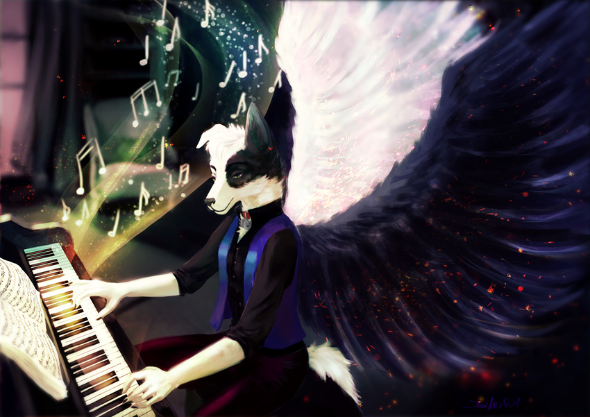 canine dog inspires jaihirvi jaizub mammal music musical_instrument piano wings ych