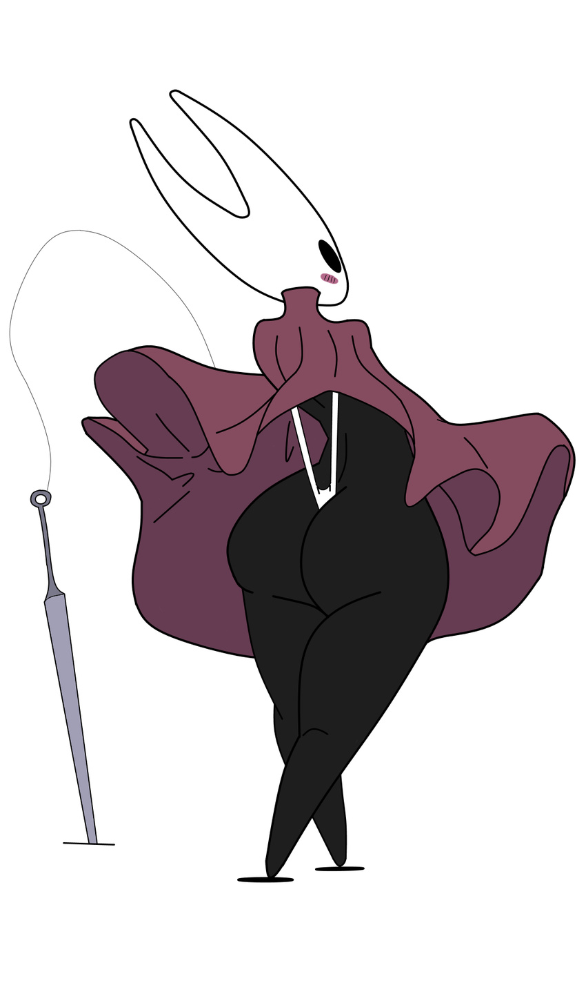 2017 4chan_anon anthro arthropod black_body blush butt clothed clothing female hollow_knight hornet_(hollow_knight) humanoid insect melee_weapon needle not_furry panties robe solo tagme underwear unknown_artist weapon