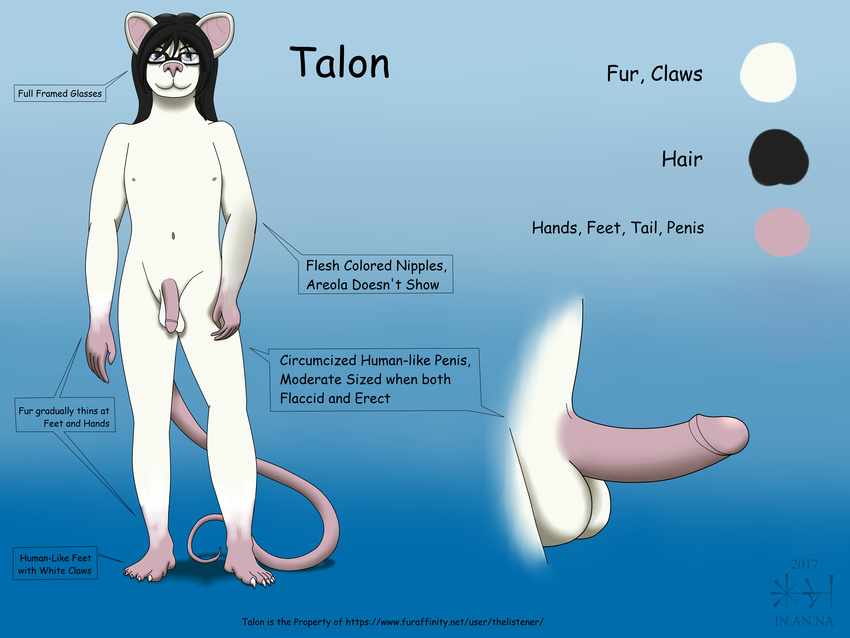 anthro circumcised digital_media_(artwork) erection eyewear glasses inannaeloah male mammal model_sheet mouse nude penis rodent talon_(character)