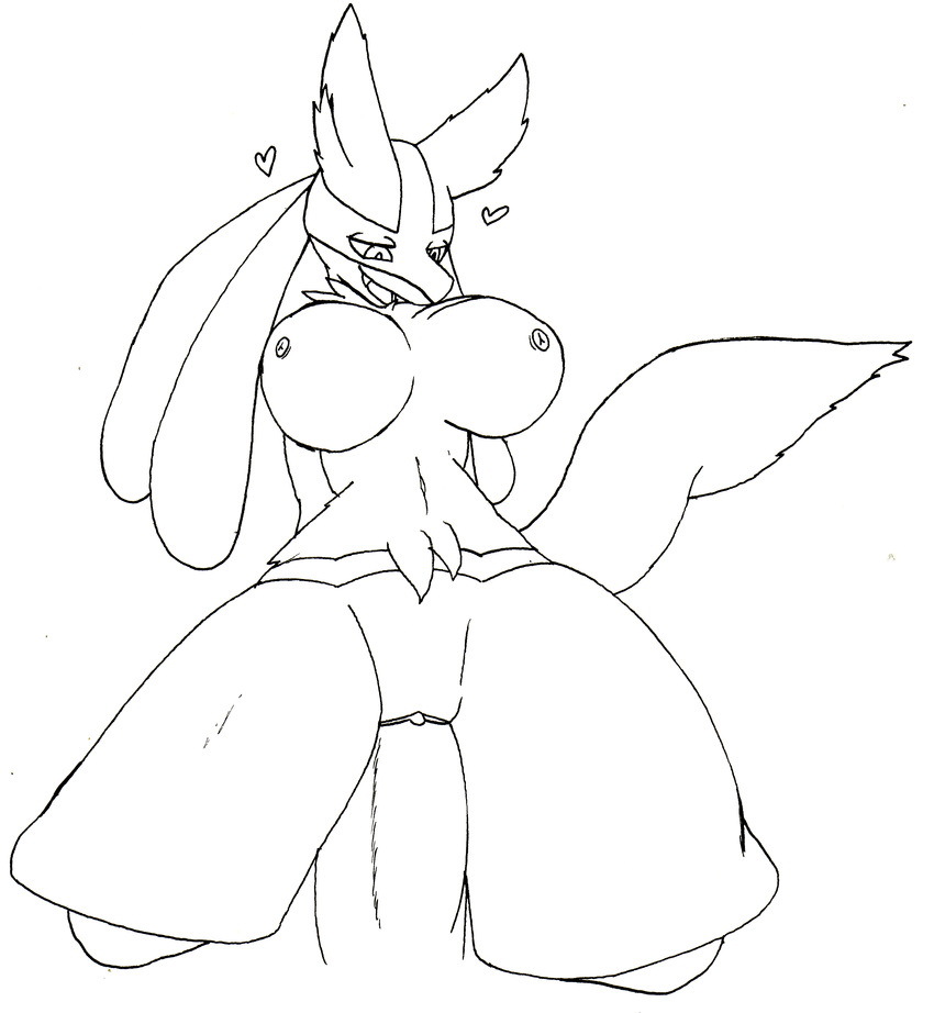 &lt;3 2017 anthro big_breasts breasts canine cula female fur lucario mammal monochrome nintendo nipples nude penetration pok&eacute;mon pussy simple_background vaginal video_games white_background