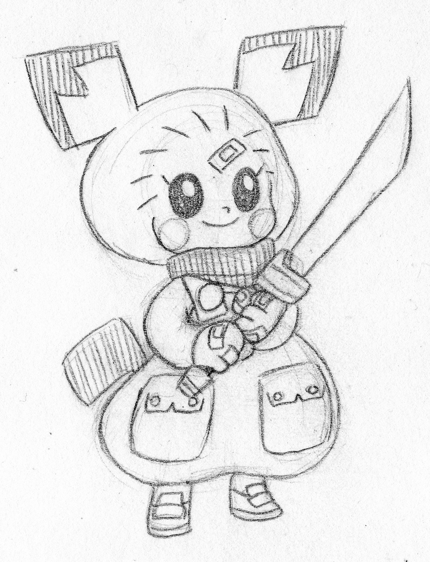 alternate_species animal_humanoid band-aid bandage clothing female footwear hair hi_res humanoid humanoidized mammal monochrome nintendo pichu pok&eacute;mon praiz rodent shoes simple_background sketch smile video_games white_background young