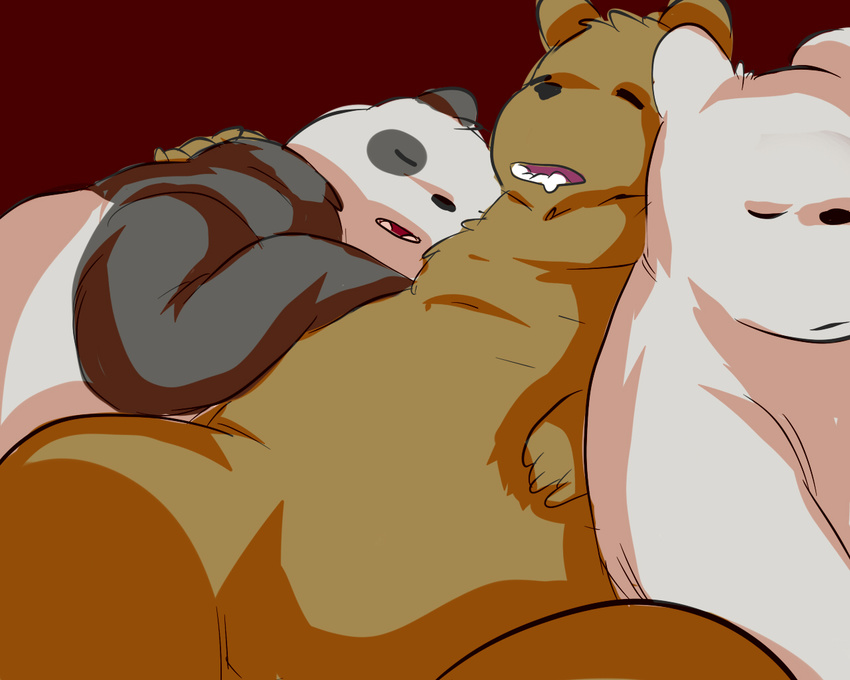 bear cartoon_network glitter_trap_boy grizzly_(character) grizzly_bear hug ice_bear mammal panda panda_(character) polar_bear simple_background sleeping we_bare_bears