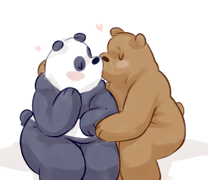 2015 bear blush duo glitter_trap_boy grizzly_(character) grizzly_bear hug kissing male male/male mammal panda panda_(character) simple_background white_background