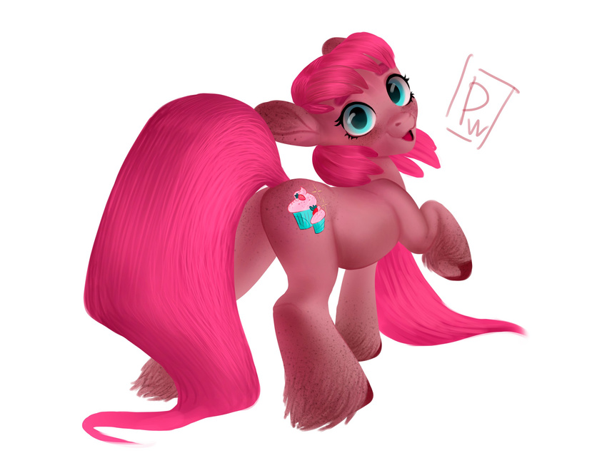 blue_eyes butt equine fur hair horse invalid_tag long_tail mammal my_little_pony pink_fur pink_hair pink_tail poisewritik pony smile