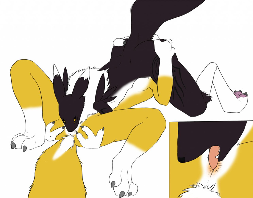 69 anal anthro canine darkravenstear digimon duo female fox incest lesbian mammal oral oral_sex plain_background renamon rimming sex tomierlanely white_background