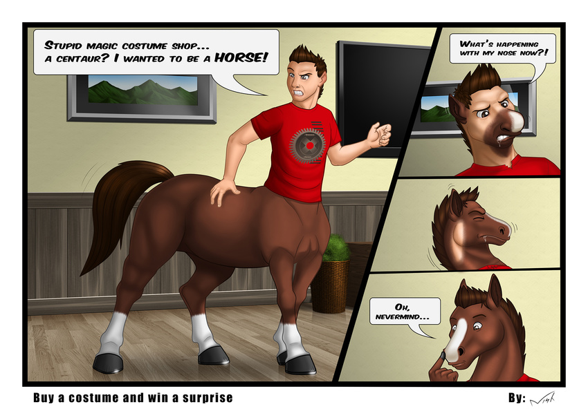 2017 centaur costume equine equine_taur hooves line_art magic mammal nisharu taur text transformation