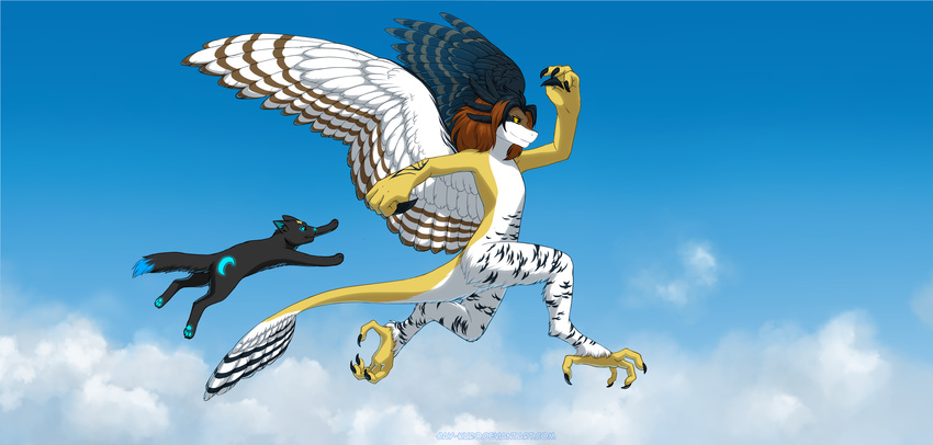 ambiguous_gender anthro day dragon duo feathered_dragon feathered_wings feathers feral hybrid jay-kuro nude outside sky wings