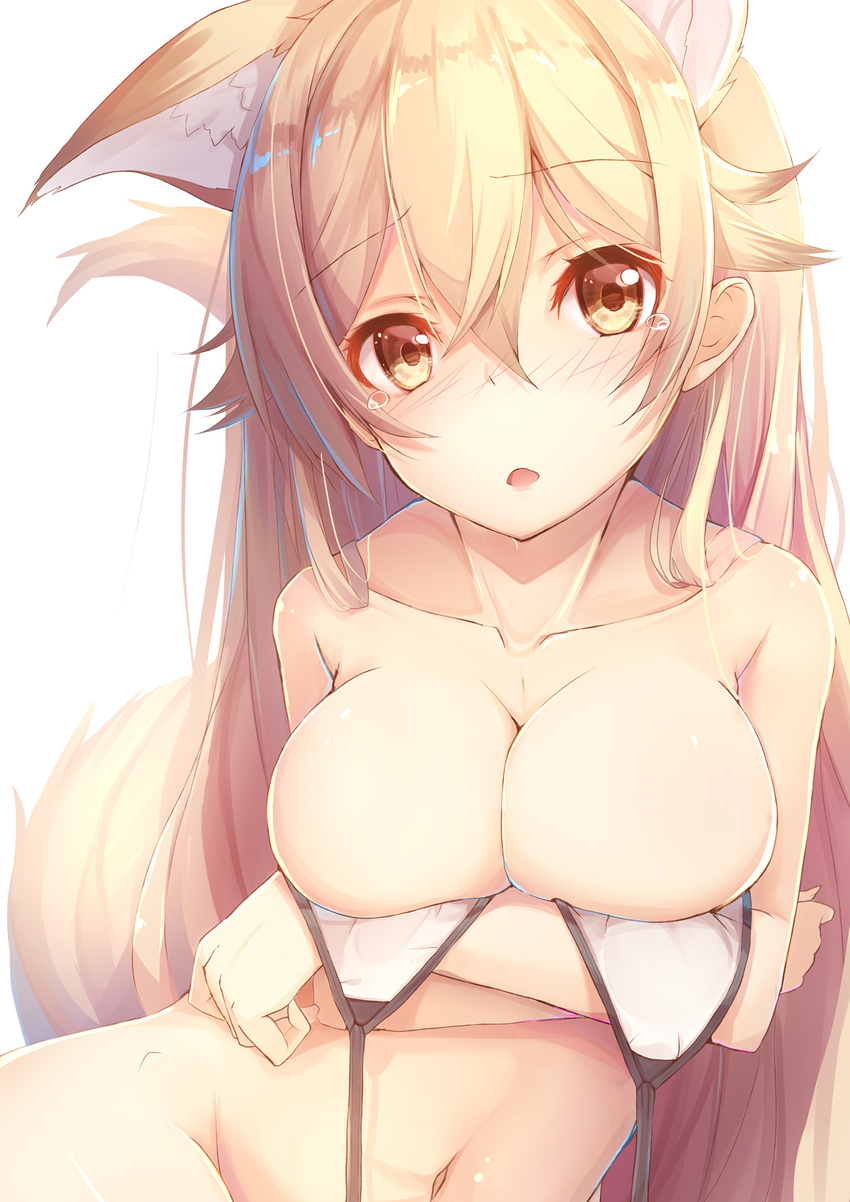 animal_ears bikini_top bottomless breast_hold ezo_red_fox if kemono_friends