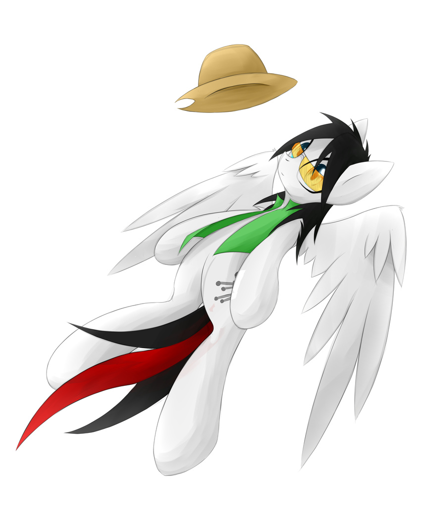 black_hair blue_eyes cutie_mark equine fan_character feathered_wings feathers fur hair hat hooves mammal my_little_pony pegasus queenbloodysky simple_background white_background white_feathers white_fur wings