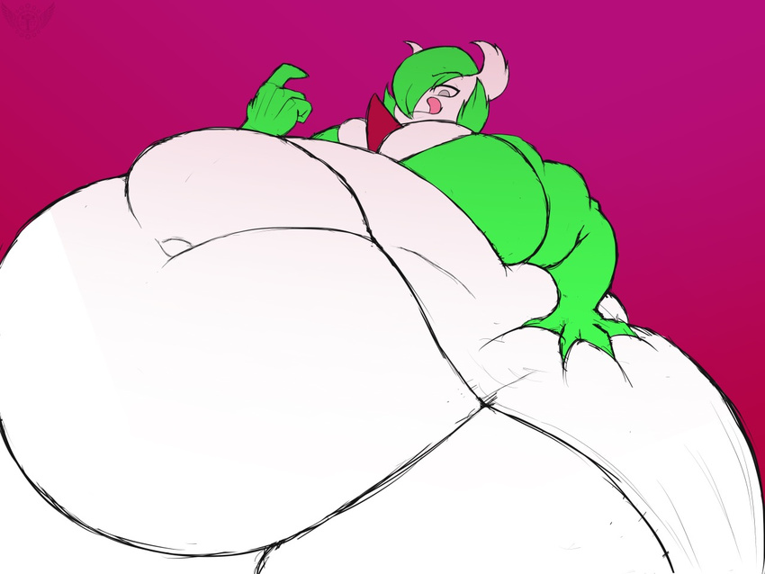 belly big_belly gardevoir morbidly_obese nintendo obese overweight pok&eacute;mon simple_background thorstone video_games