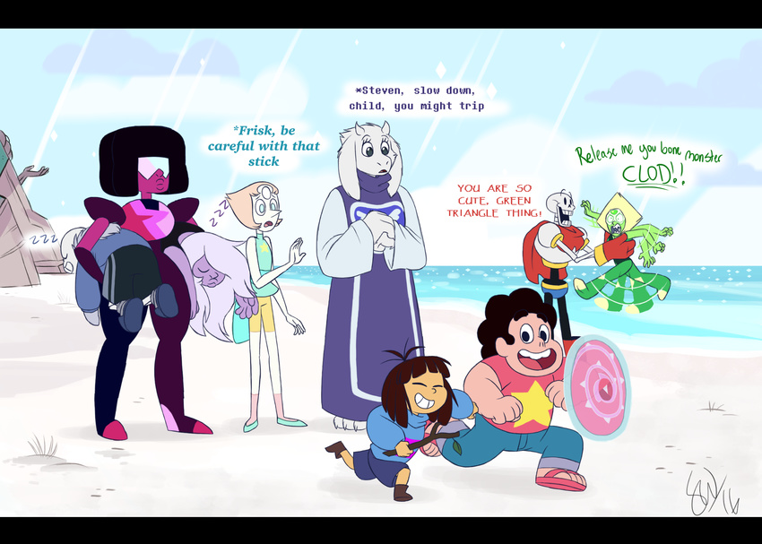 2016 alien ambiguous_gender amethyst_(steven_universe) animated_skeleton anthro bone breasts caprine cartoon_network clothed clothing female fur garnet_(steven_universe) gem gem_(species) goat hair human humanoid long_ears male mammal papyrus_(undertale) pearl_(steven_universe) peridot_(steven_universe) protagonist_(undertale) purple_skin sans_(undertale) skeleton steven_quartz_universe steven_universe tc-96 toriel undead undertale video_games white_fur