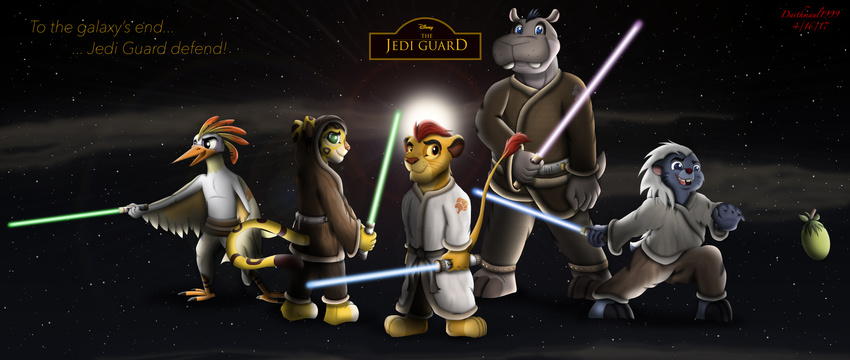 anthro beshte bunga crossover cub darthmaul1999 disney feline fuli kion lightsaber lion mammal ono robes space star star_wars sun the_lion_guard the_lion_king young