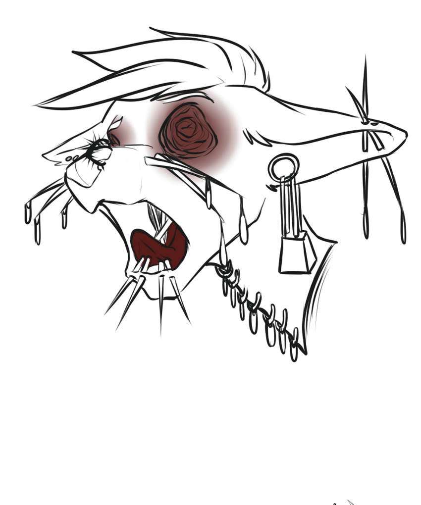 blood canine ear_piercing eyeless facial_piercing fears gore headshot lip_piercing mammal monster monsterfied needles phobia piercing piercings_everywhere rexcanis solux tongue tongue_piercing wolf
