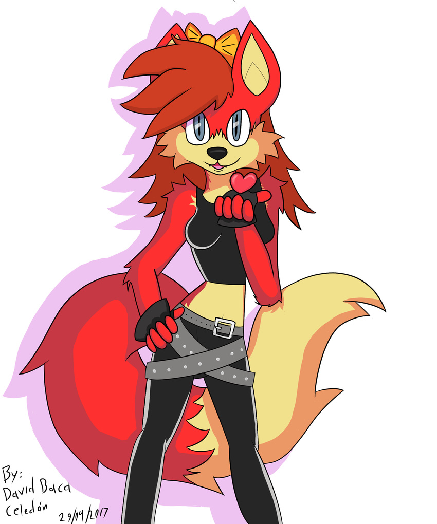anthro canine clothed clothing davidsone female fiona_fox fox gloves hi_res mammal pose solo sonic_(series)