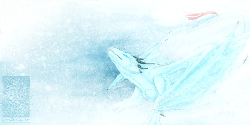 ambiguous_gender blue_eyes blue_fur digital_media_(artwork) dragon feral fur furred_dragon gradient_background horn keltaan membranous_wings simple_background solo wings