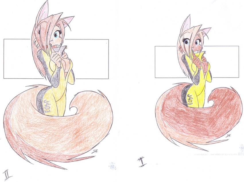 breasts cleavage clothed clothing colored conditional_dnp female fluffy invalid_color invalid_tag ivra_jursdotter jade_(disambiguation) jade_(sequential_art) jollyjack jumpsuit letters mammal numbers rodent sequential_art solo squirrel