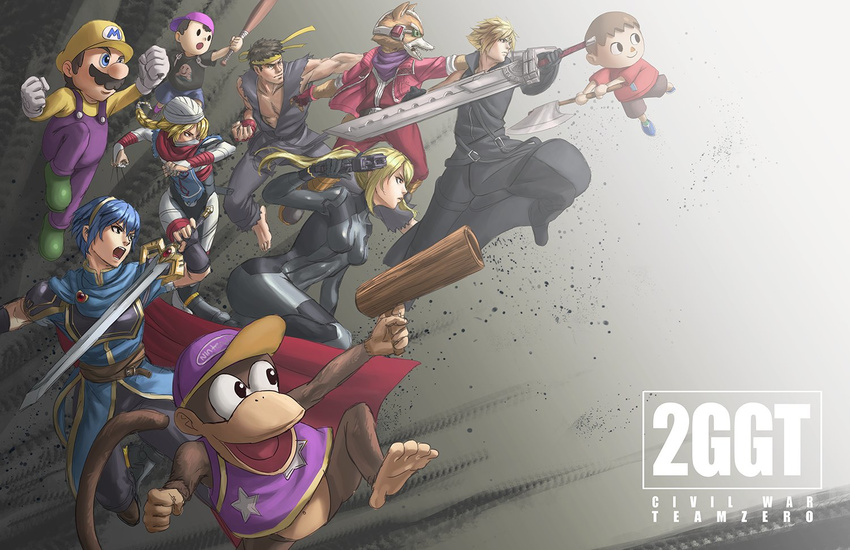 animal_ears athenawyrm axe blonde_hair blue_eyes blue_hair braid breasts cape cloud_strife dark_skin diddy_kong donkey_kong_(series) doubutsu_no_mori falchion_(fire_emblem) final_fantasy final_fantasy_vii final_fantasy_vii_advent_children fire_emblem fire_emblem:_monshou_no_nazo fox fox_ears fox_mccloud fox_tail furry gloves gun hat headband holding_needle long_hair mario mario_(series) marth medium_breasts metroid mother_(game) mother_2 needle ness pon ribbon ryuu_(street_fighter) samus_aran sheik smile spiked_hair star_fox street_fighter super_mario_bros. super_smash_bros. sword tail the_legend_of_zelda tiara villager_(doubutsu_no_mori) weapon zero_suit