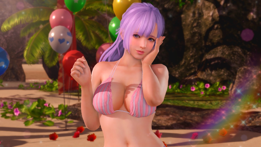 1girl bikini breasts cleavage dead_or_alive fiona_(doa) highres large_breasts long_hair purple_eyes purple_hair swimsuit tagme
