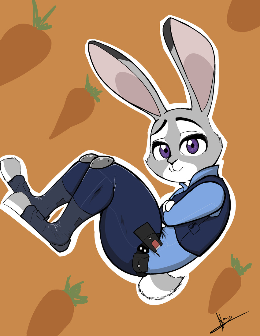 &lt;3 anthro anthrofied clothed clothing digital_media_(artwork) disney doggomeatball eyebrows eyelashes female hot_legs lagomorph mammal rabbit solo