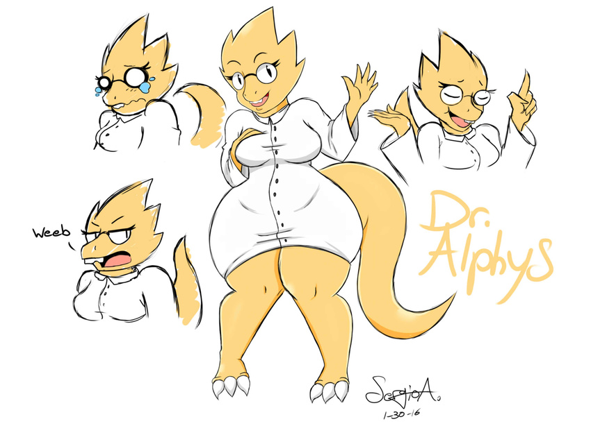 alphys anthro english_text female lizard mehdrawings reptile scalie solo text undertale video_games