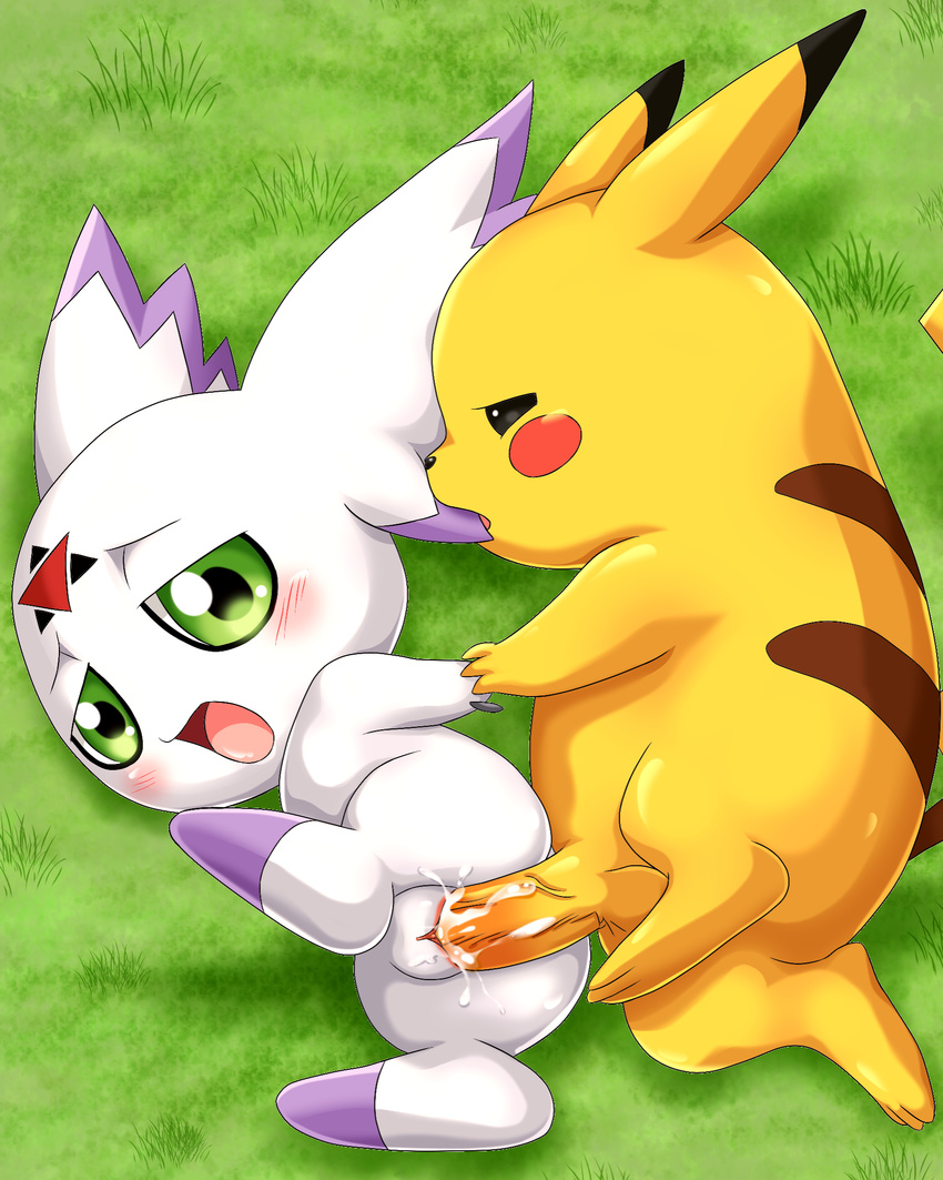 blush calumon cum digimon ear_nip female half-closed_eyes invalid_tag male male/female mammal nintendo penis pikachu pok&eacute;mon pussy rodent video_games