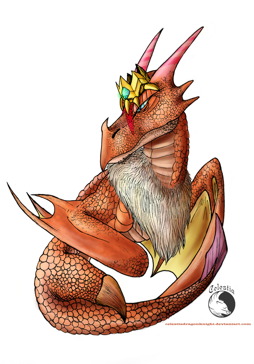 blue_eyes celestiadragonknight crown detailed_scales digital_media_(artwork) dragon kirby_(series) landia membranous_wings neck_tuft nintendo red_scales scales scar traditional_media_(artwork) tuft video_games wings wyvern