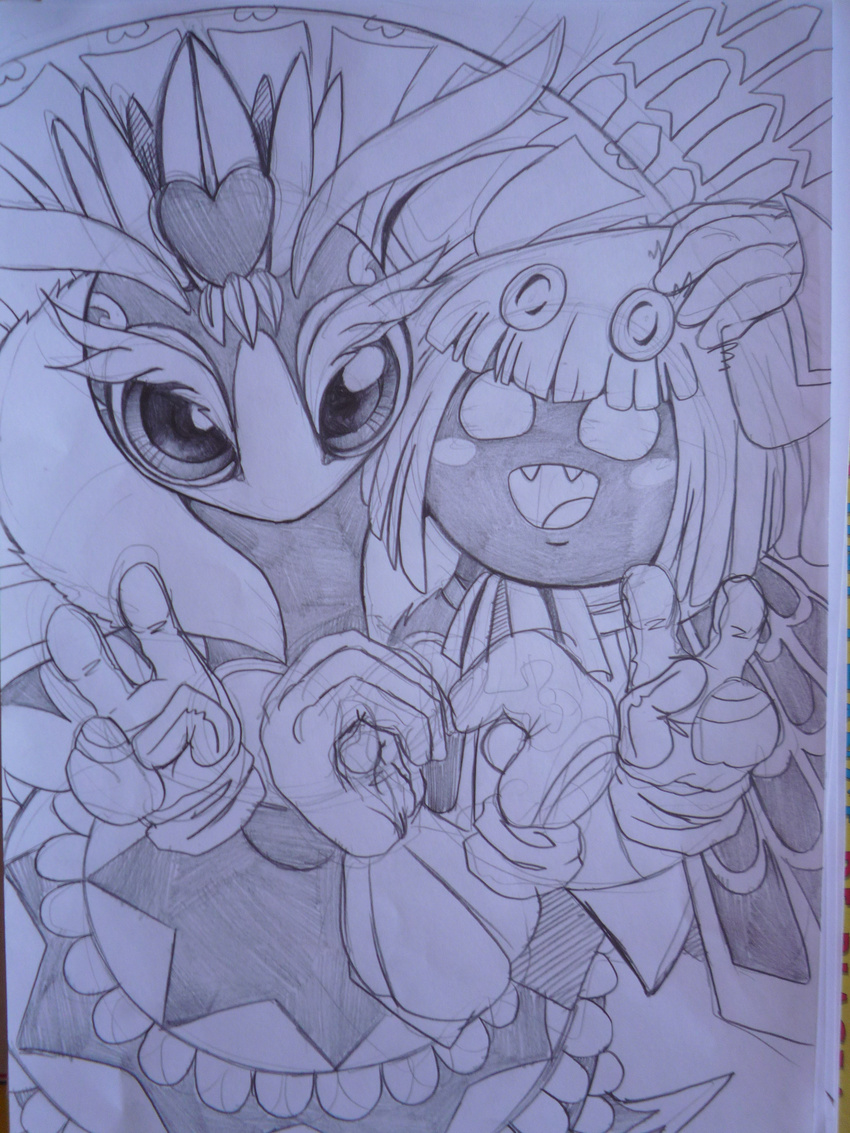 &lt;3 &lt;3_with_hands 4_eyes 4_hands animal_humanoid arthropod bee crown halgalaz hand_on_head humanoid insect insect_wings monochrome multi_eye open_mouth open_smile queen_sectonia rosy_cheeks smile spider_humanoid taranza v_sign wings