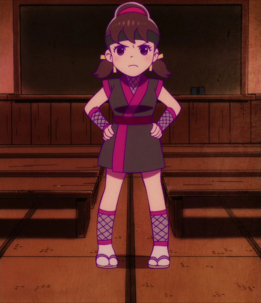 1girl angry full_body looking_at_viewer ninja osomatsu-san screencap shinobi solo yowai_totoko