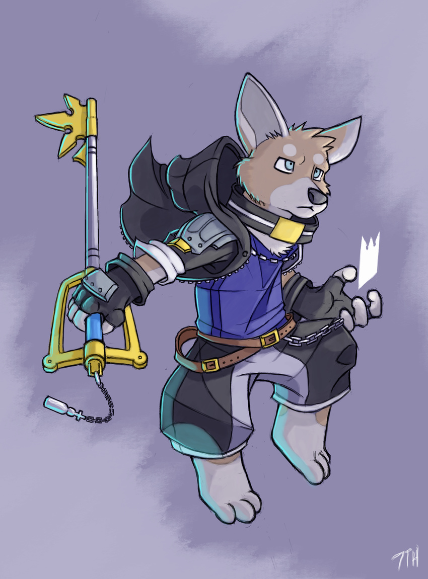 2011 7theaven anthro blue_eyes canine clothed clothing collar corgi dog fur king_(housepets!) kingdom_hearts male mammal square_enix video_games