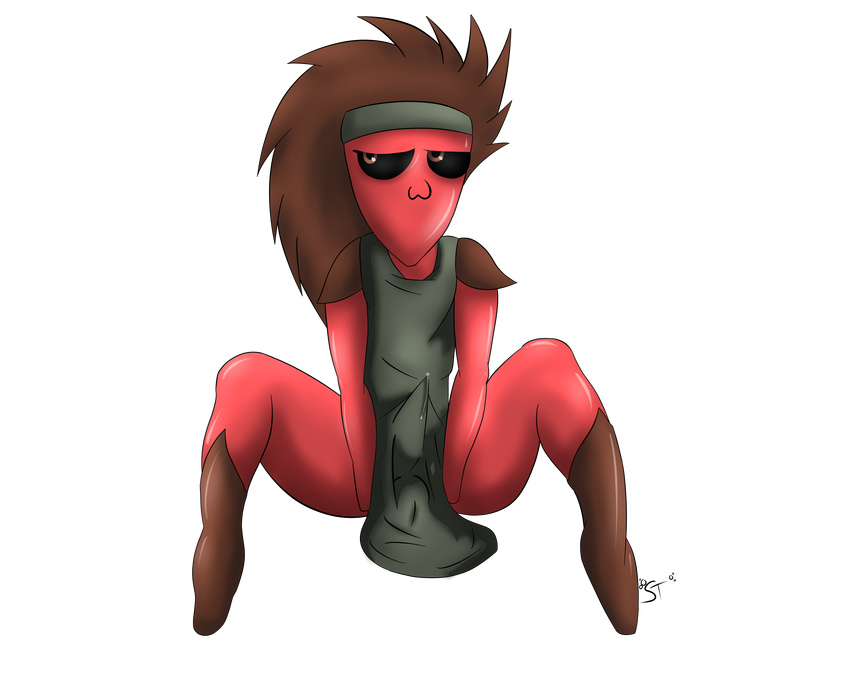 2017 :3 alien balls chibi clothed clothing digital_media_(artwork) dress erection flora_fauna floran girly gouge hair headband humanoid male penis plant precum sitting solo standing_tough starbound video_games