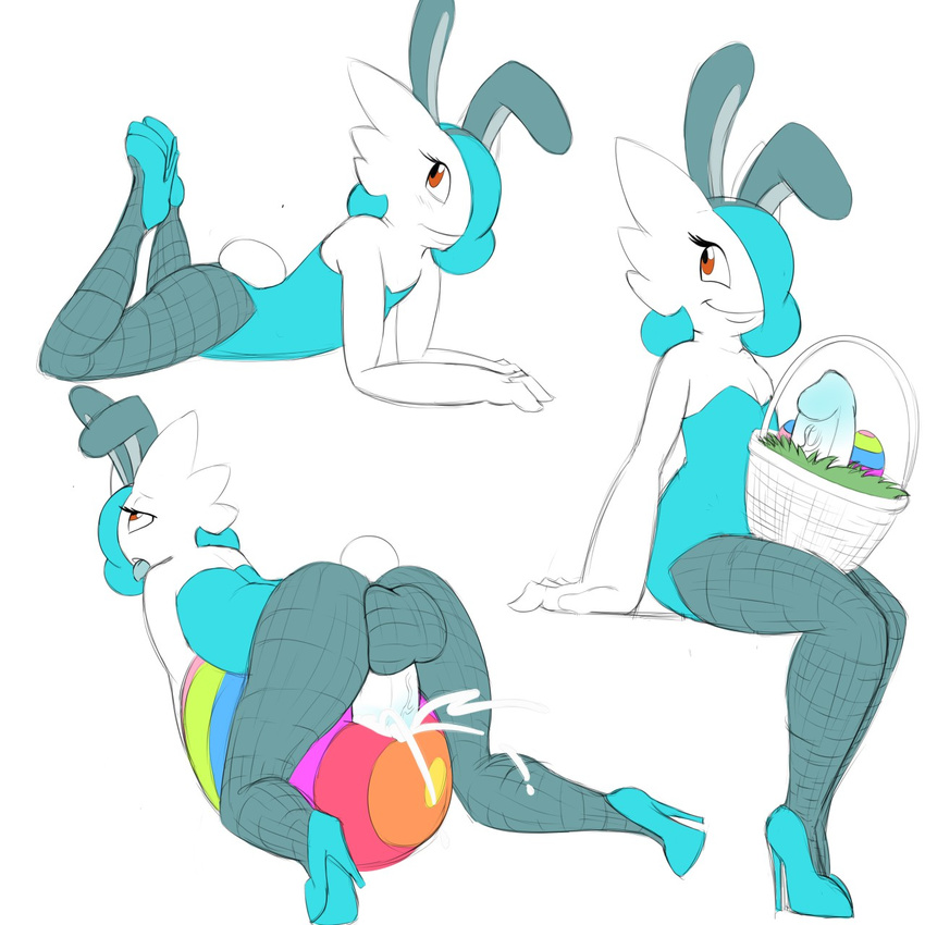 basket bunny_ears_(disambiguation) clothing cum easter egg footwear gardevoir girly high_heels holidays legwear mcnasty nintendo penis pok&eacute;mon pose shoes stockings toy_(mcnasty) video_games