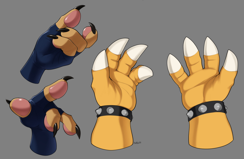 anthro badroy bowser caracal caracal_(genus) claws clothing felid feline female finger_claws fingerless_gloves gloves hand_fetish hand_focus handpaw handwear hi_res kara_(monkey_wrench) male mammal mario_bros nintendo pawpads paws scalie