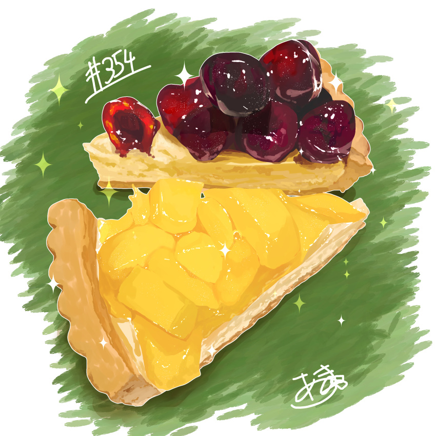 absurdres cherry food food_focus fruit fruit_tart highres melon no_humans original pie pie_slice still_life takisou_sou tart_(food)