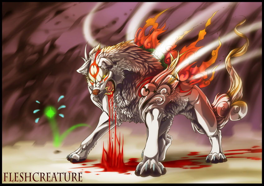 amaterasu angry blood canine capcom deity female feral fleshcreature fur mammal video_games white_fur wolf ōkami