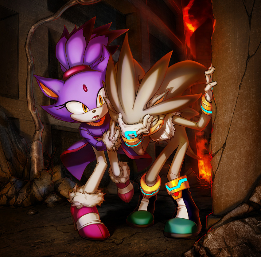 2014 anthro blaze_the_cat cat clothing feline female gloves group hedgehog inualet male mammal silver_the_hedgehog sonic_(series)