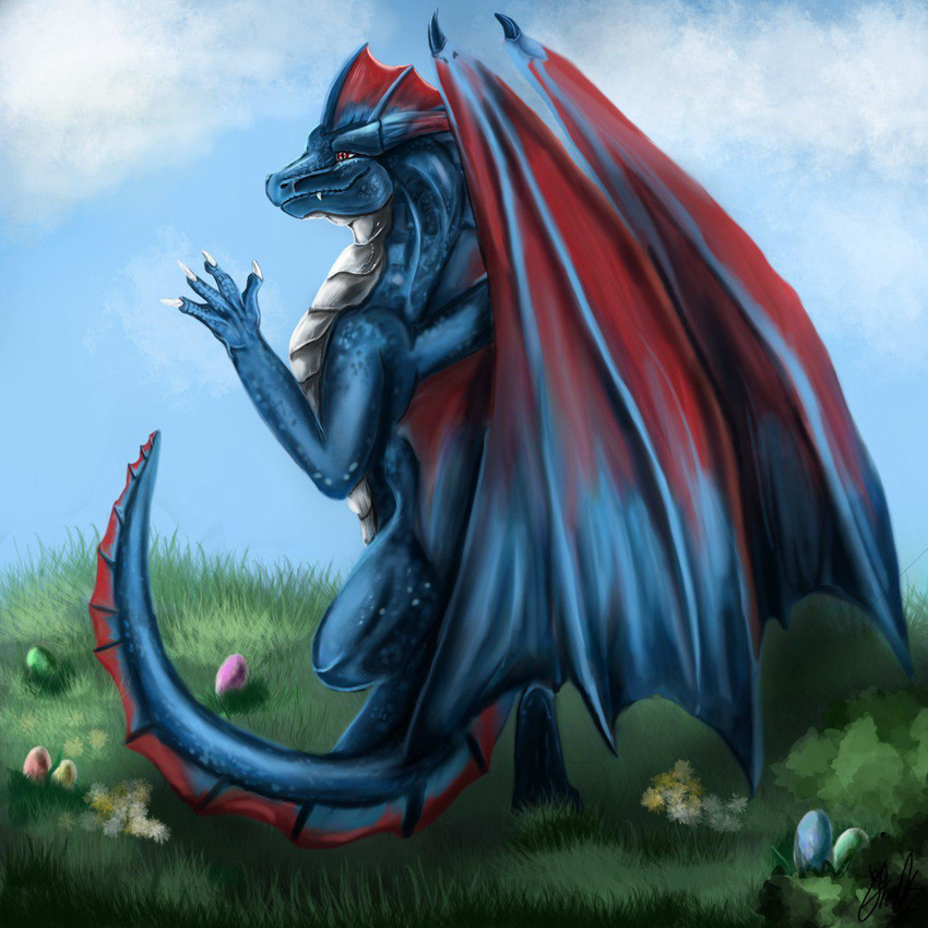 blue_body claws dragon drakoilex feral horn male reptile scalie wings ych