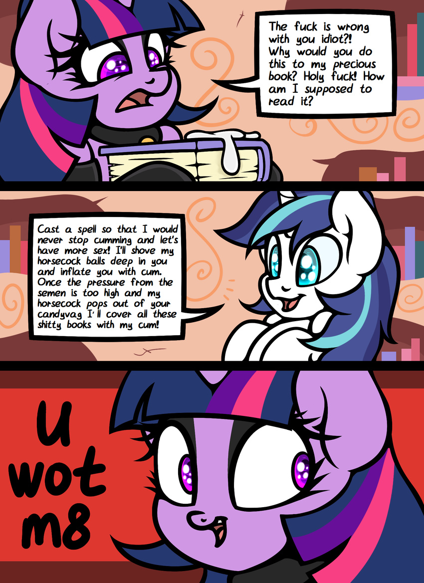 comic cum dialogue english_text equine female feral friendship_is_magic hi_res horn male mammal my_little_pony shining_armor_(mlp) slavedemorto text twilight_sparkle_(mlp) unicorn winged_unicorn wings