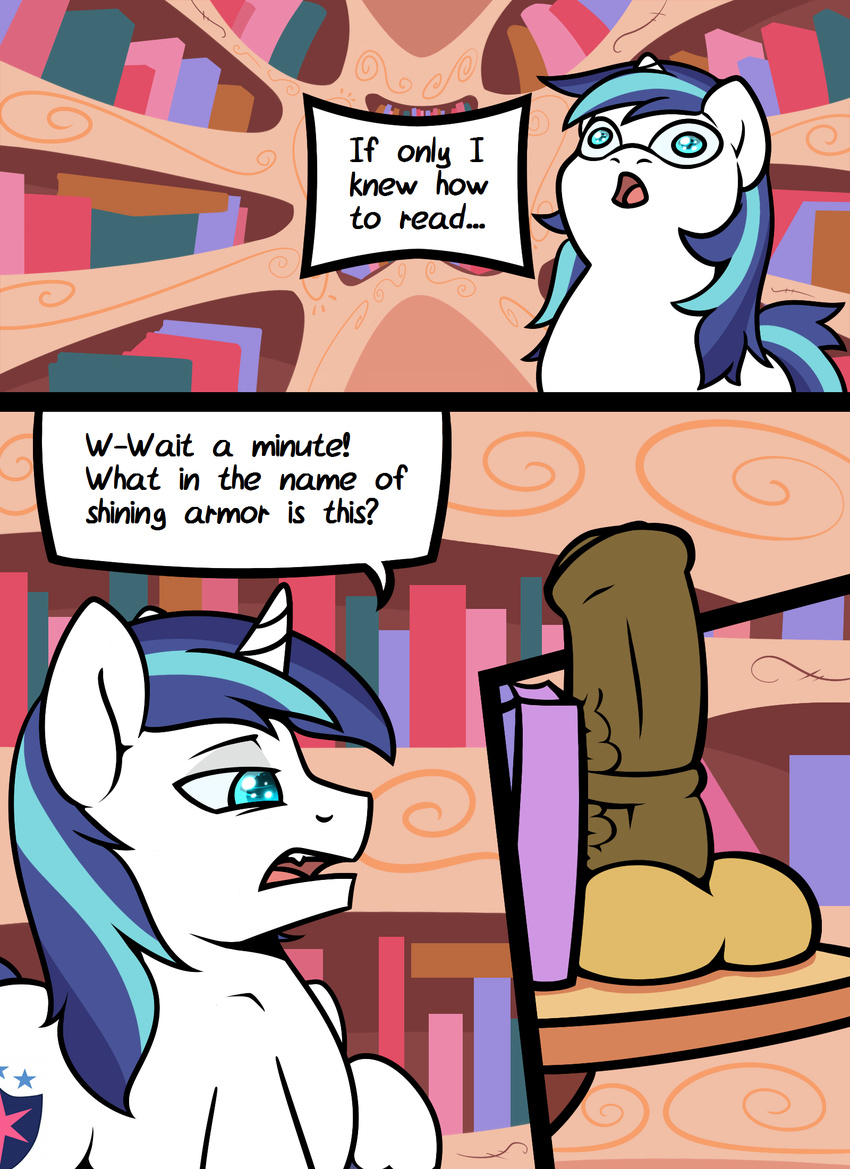 comic dildo english_text equine feral friendship_is_magic horn male mammal my_little_pony sex_toy shining_armor_(mlp) slavedemorto text unicorn