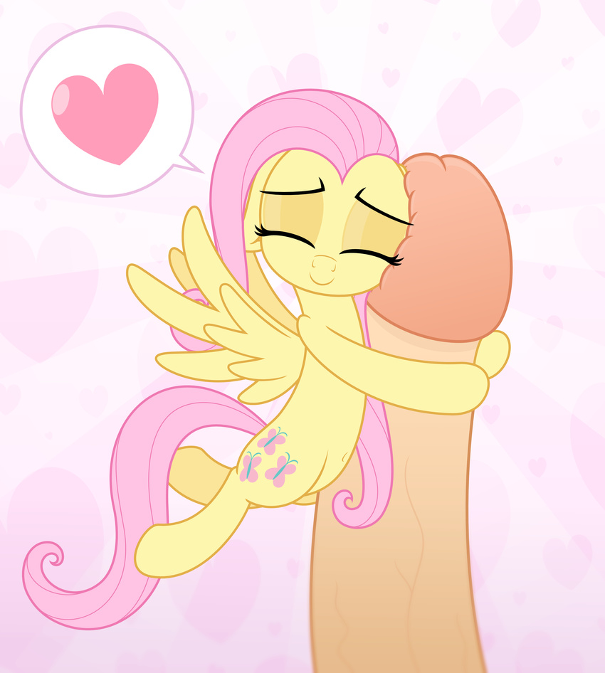 &lt;3 2017 cutie_mark digital_media_(artwork) duo equine erection eyes_closed feathered_wings feathers female feral fluttershy_(mlp) friendship_is_magic fur hair hi_res hug human interspecies long_hair male male/female mammal my_little_pony nude pegasus penis pink_hair smile wings zutheskunk