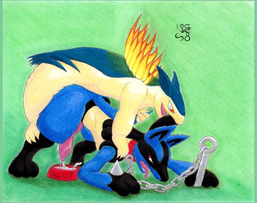 anal bdsm bondage bound cum invalid_tag lucario male male/male nintendo nogitsun8 penis pet pok&eacute;mon rough_(disambiguation) thirsty typhlosion video_games