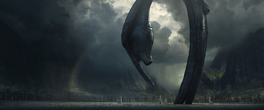 alien:_covenant alien_(movie) canyon cityscape cloud crowd derelict engineer_(prometheus) flying forest highres landing mountain nature official_art production_art prometheus_(movie) rainbow realistic science_fiction space_craft statue tree water waterfall wayne_haag when_you_see_it