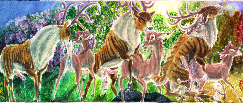 bambi_(film) cervine cum cum_inside deer disney dripping erection excessive_cum eyes_closed feral feral_on_feral forest licking mammal orgasm precum pussy_juice tabbytomcat teats the_great_prince_of_the_forest tongue tongue_out traditional_media_(artwork) tree udders watercolor_(artwork)