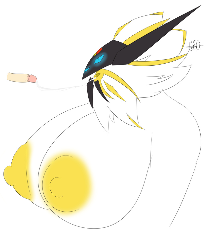 big_breasts breasts cum darkelfaqua female huge_breasts necrozma nintendo penis pok&eacute;mon solgaleo video_games