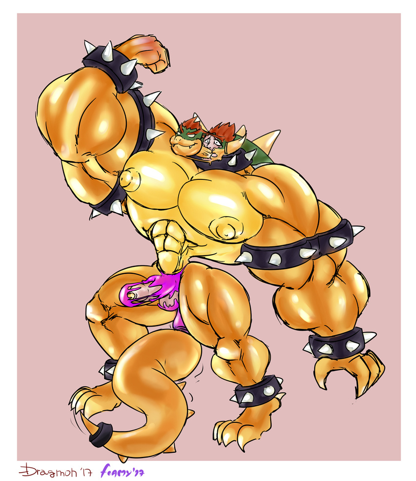 bowser clothing dildo dragmon male mario_bros muscular muscular_male nintendo nipples penis sex_toy suit transformation video_games