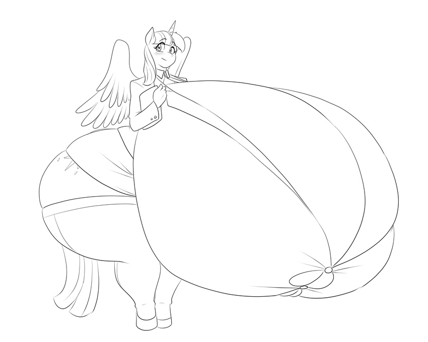 2017 anthro big_breasts breasts clothed clothing cutie_mark digital_media_(artwork) equine female friendship_is_magic hair hi_res horn huge_breasts hyper hyper_breasts ink looking_at_viewer mammal marauder6272 my_little_pony simple_background smile solo twilight_sparkle_(mlp) winged_unicorn wings