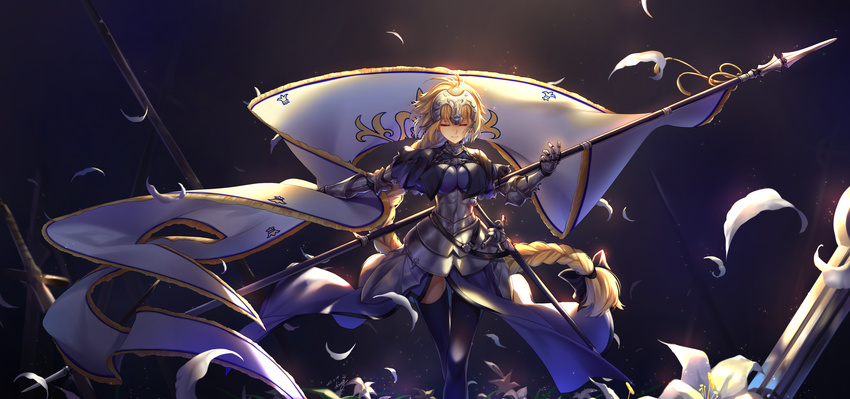 armor fate/apocrypha fate/stay_night jeanne_d'arc jeanne_d'arc_(fate/apocrypha) ruler_(fate/apocrypha) tagme thighhighs weapon