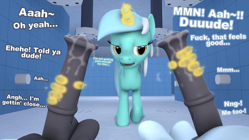 3d_(artwork) animal_genitalia animal_penis big_penis dialogue digital_media_(artwork) equine equine_penis feral friendship_is_magic handjob horn long_penis lyra_heartstrings_(mlp) magic mammal moorsheadfalling my_little_pony penis precum sex soarin_(mlp) source_filmmaker text thunderlane_(mlp) unicorn wonderbolts_(mlp)