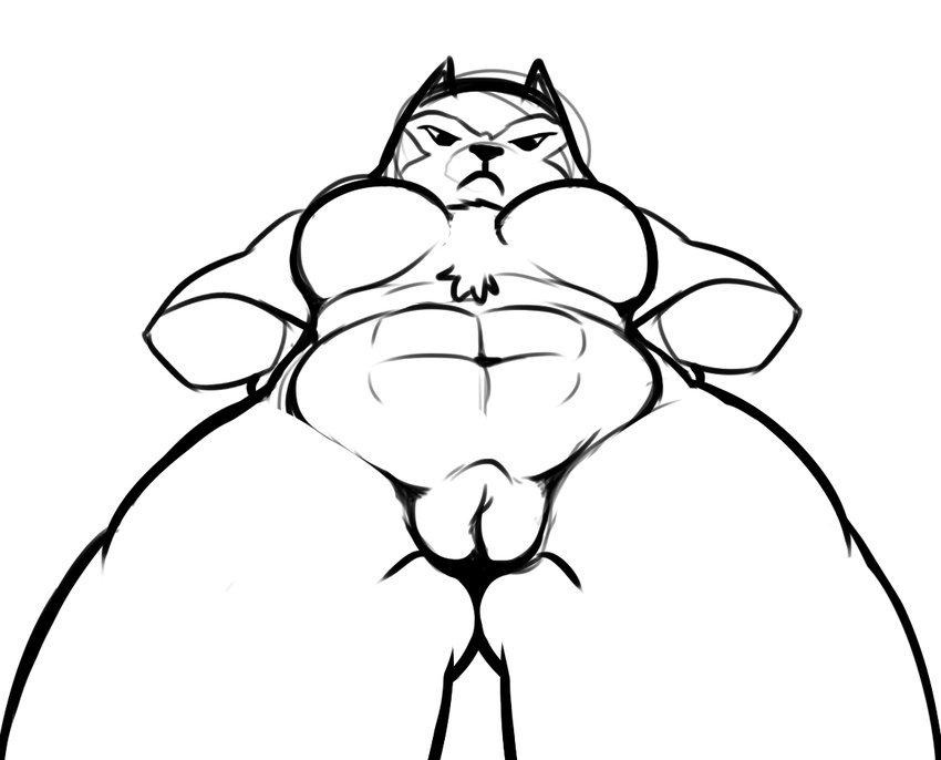 abs anthro armello breasts canine digital_media_(artwork) duo female first_person_view fur hands_on_hips imminent_rape looking_at_viewer looking_down magna_(armello) male male/female male_pov mammal muscular nude pussy samurilou_(artist) scowl simple_background solo standing thick_thighs unseen_character video_games voluptuous white_background wide_hips wolf