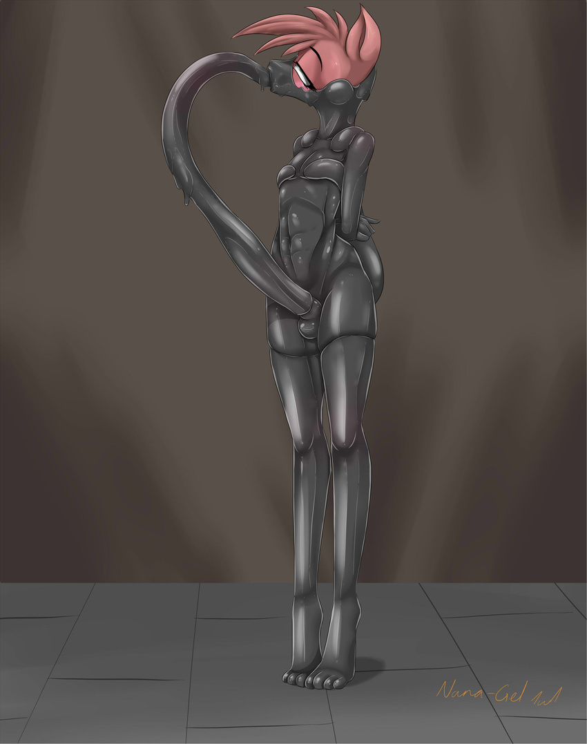 anthro bdsm bondage bound breast_milking digital_media_(artwork) encasement feet five_nights_at_freddy's foxy_(fnaf) girly goo invalid_tag lactating male male/male nana_gel penetration penis penis_milking pussy rubber simple_background toes video_games