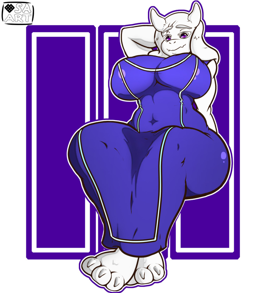 2016 anthro big_breasts boss_monster breasts caprine clothing female fur goat hi_res horn looking_at_viewer mammal smile solo strangeazian toriel undertale video_games white_fur